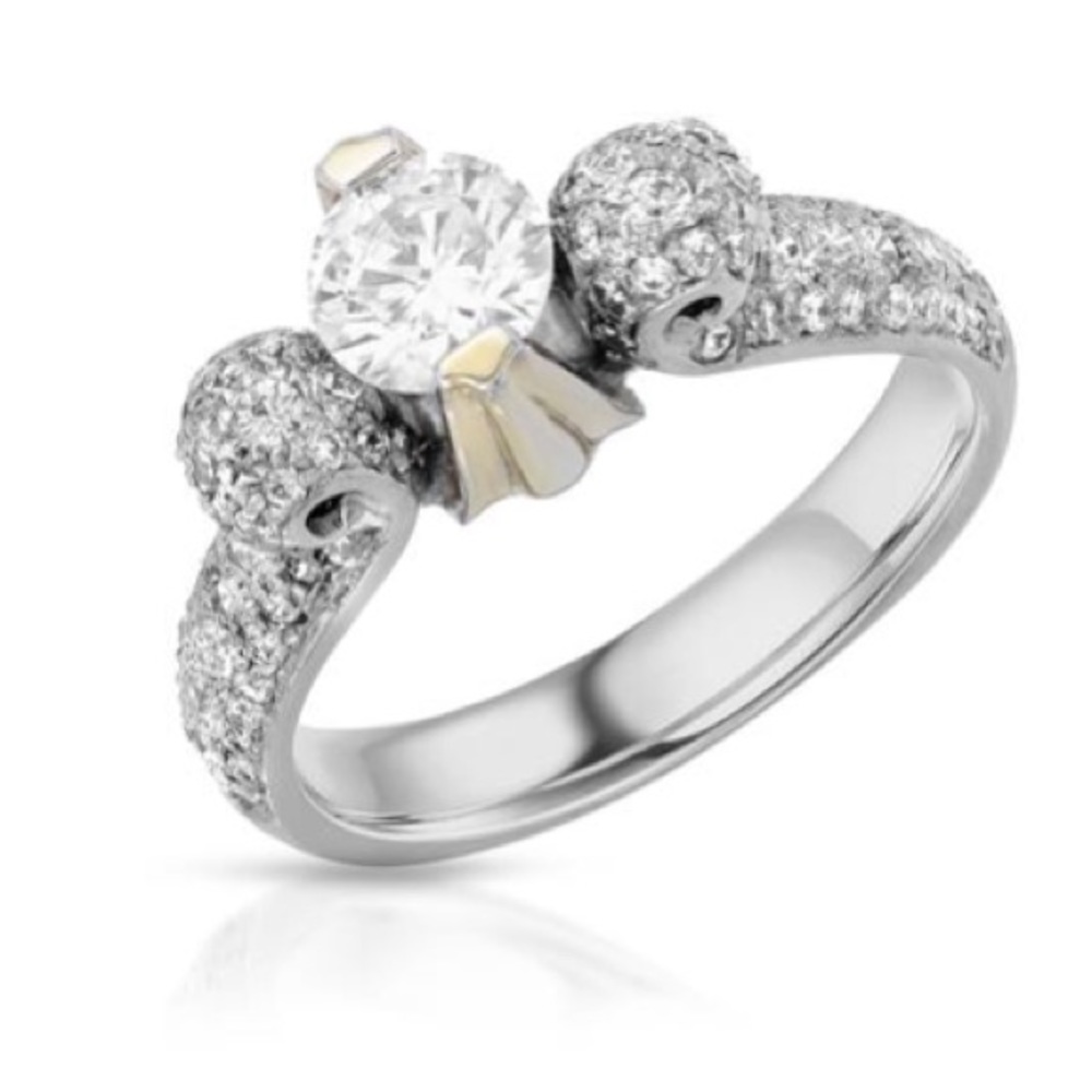 New Solitaire Ring with Cubic Zirconia Two Tone